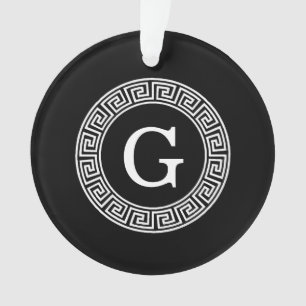 Monogramme initial du cadre de ligne de clé grecqu