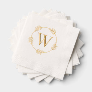 Monogramme Initial Élégant avec Feuilles sur Cadre