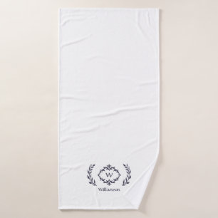 Monogramme Initial Élégant Moderne Blanc Bleu Tend