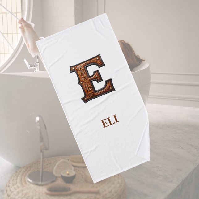 Monogramme Initial en Cuir Outilé Occidental E (Créateur téléchargé)