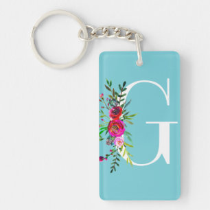 Monogramme initial floral de lettre G couleur pers