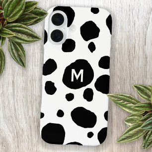 Monogramme Initial Imprimé Vache Noir et Blanc Amu