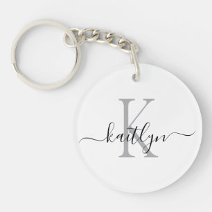 Monogramme Initial Nom Gris Noir