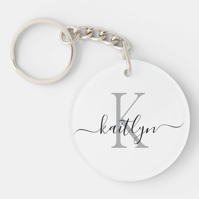 Monogramme Initial Nom Gris Noir (Devant)
