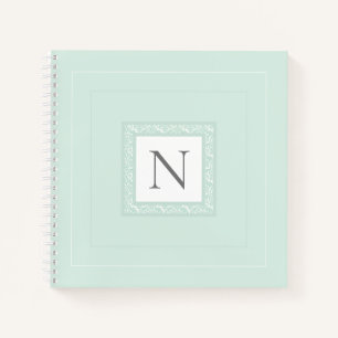 Monogramme Initial Pastel Green Damask Carnet