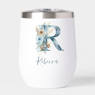 Monogramme initial R Blue Floral Aquarelle Cadeau