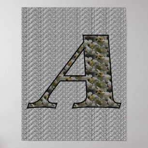 Monogramme Initial Une Hydrangée Poster Floral