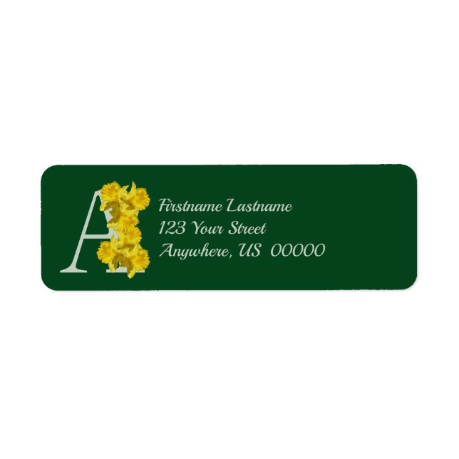 Monogramme initiale A jonquille Votre nom Adresse (Devant)