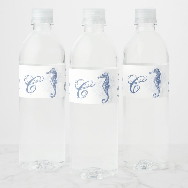 Monogramme initiale bouteille d'eau Étiquette Seah (Bouteilles)