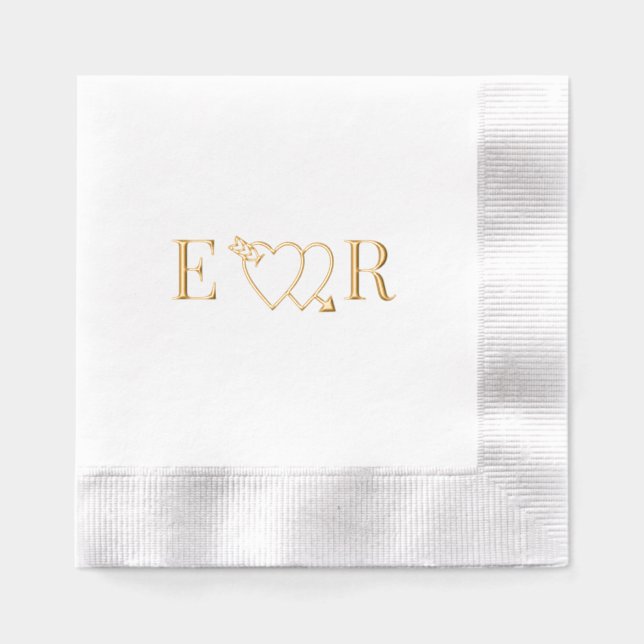 Monogramme Initiale Couple 2 Cœur Double Flèche (Recto)