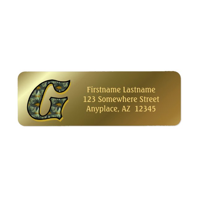 Monogramme Initiale G Fleurs Art Adresse de Retour (Devant)