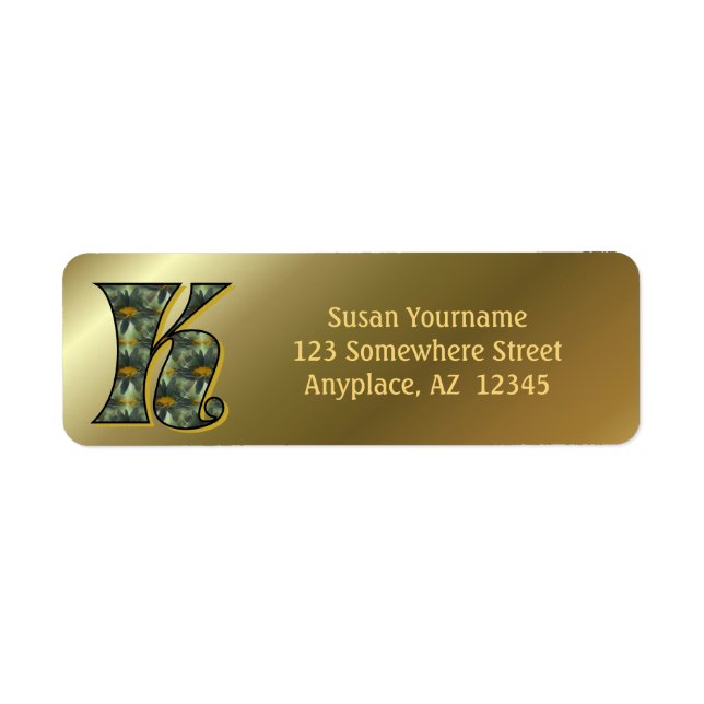 Monogramme Initiale K Fleurs Art Adresse de Retour (Devant)