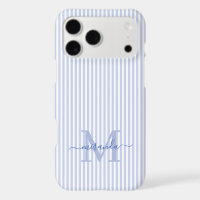 Monogramme Initiale Rayures Bleues & Blanches