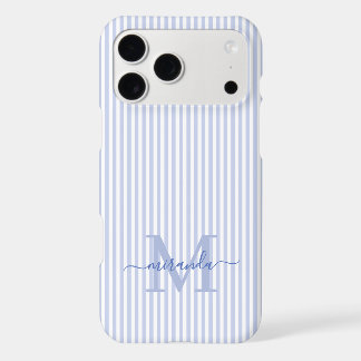 Monogramme Initiale Rayures Bleues & Blanches