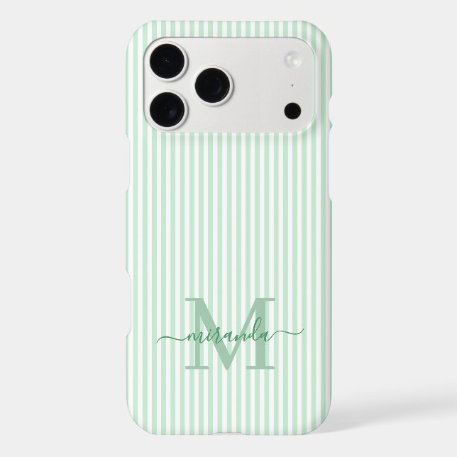 Monogramme Initiale Rayures Vertes & Blanches (Verso)