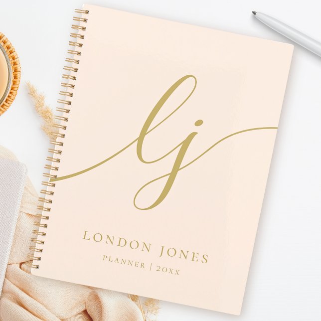 Monogramme Initiales Business Planner Blush Gold N (Créateur téléchargé)