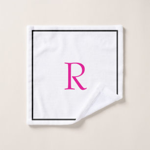 Monogramme Initiales Lettre Nom Hot rose noir blan