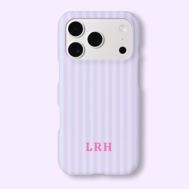 Monogramme Initiales Minuscules Vintage Rayure Pop (Lavender Stripe Phone Cases Aesthetic )