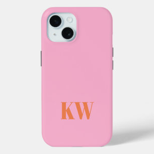Monogramme initiales personnalisé rose orange mode