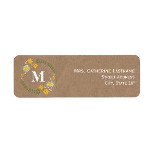 Monogramme inspiré de guirlande de fleur sauvage