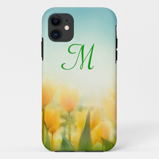 Monogramme IPHONE 5 Coque de tulipes jaunes baisée (Dos)