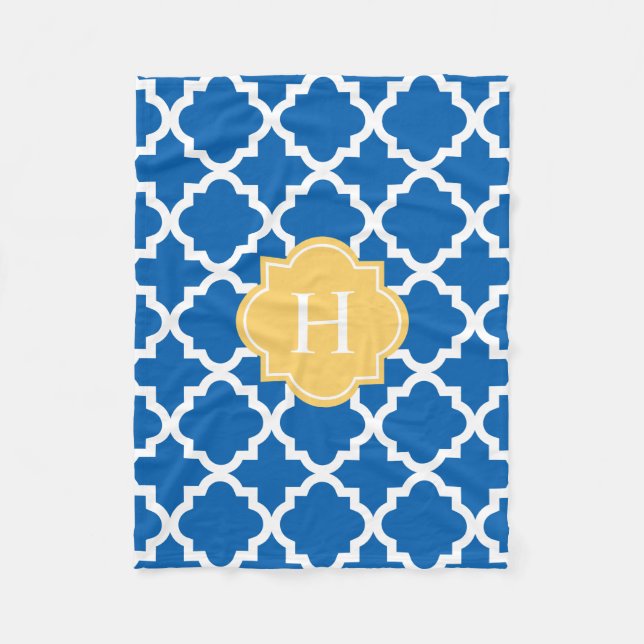 Monogramme jaune et marine | Couverture polaire (Devant)