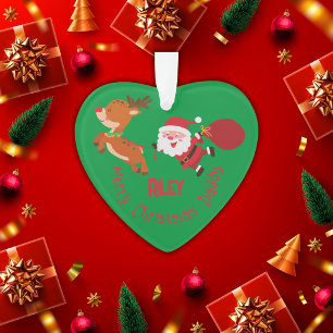 Monogramme Joyeux papa de Noël Ornement cardiaqu