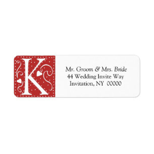Monogramme K Coeurs Rouge Blanc Mariage Couleurs R