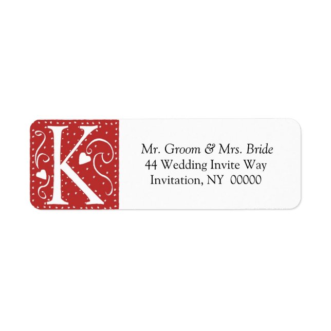 Monogramme K Coeurs Rouge Blanc Mariage Couleurs R (Devant)