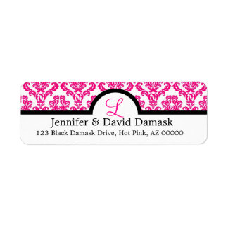 Monogramme L Hot rose Mariage Damask