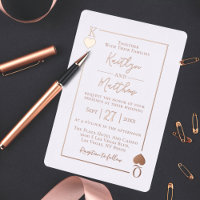 Monogramme Lecture Carte Mariage Real Rose Gold Fo