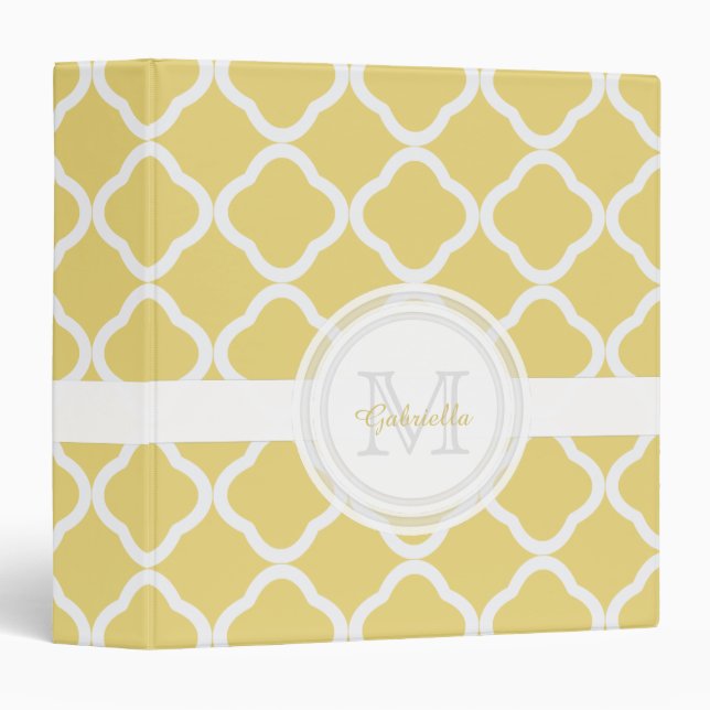 Monogramme Lemony Classeur de quatrefoil jaune et  (Devant/Côté)