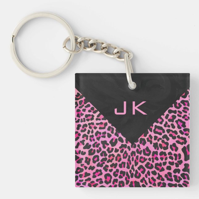 Monogramme Leopard noir et rose chaud (Devant)