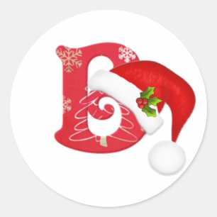Monogramme lettre B, Sticker de Noël de chapeau de