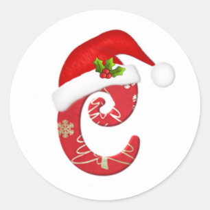 Monogramme lettre C, Sticker de Noël du chapeau de