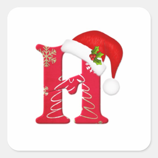 Monogramme lettre H, Sticker de Noël du chapeau de (Devant)