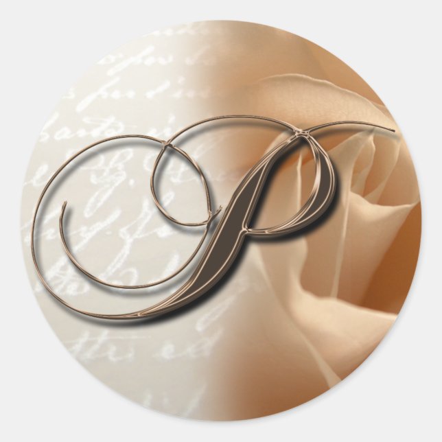 Monogramme Lettre P Mariage Enveloppe Sticker (Devant)