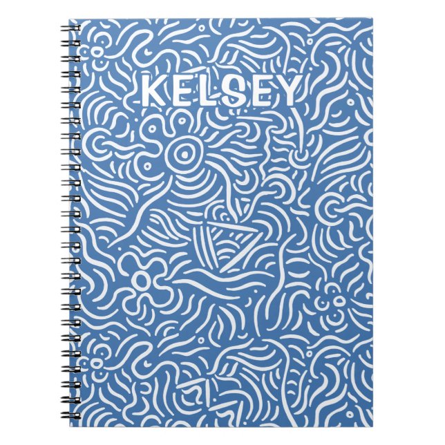 Monogramme Ligne minimale Carnet bleu Art (Devant)