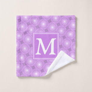 Monogramme lilas cercles pourpres motif