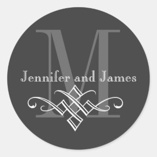 Monogramme Logo Noms Stickers Mariage Charbon