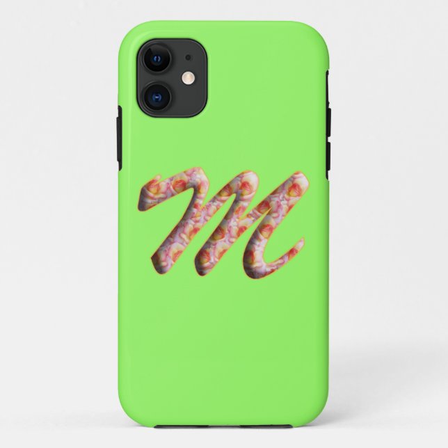 Monogramme M en Motif Rose Iphone 5 Coque (Dos)