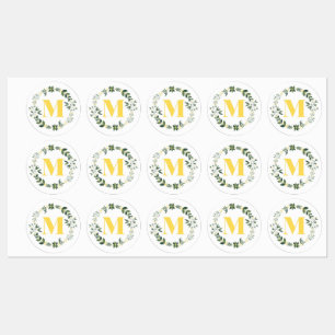 Monogramme M en or/citron avec stickers à anneaux 