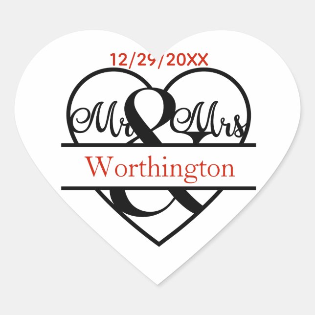 Monogramme M. et Mme Wedding Favor Stickers (Devant)