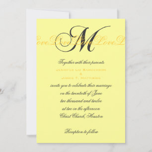 Monogramme M Love Wedding Invitations Jaune