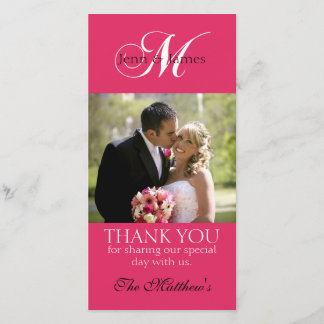 Monogramme M Mariage Merci Cartes photos Fuchsia