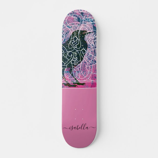 Monogramme magique Raven Runestone Skateboard (Devant)