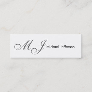 Monogramme maigre Carte de visite gris blanc