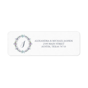 Monogramme Mariage de germe bleu et violet