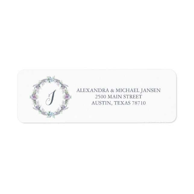 Monogramme Mariage de germe bleu et violet (Devant)