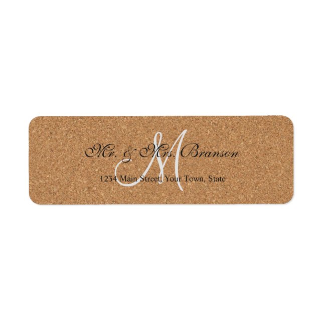 Monogramme Mariage de liège à vin rustique (Devant)
